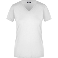 Ladies' Slim Fit V-T - White