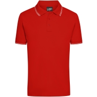 Men's Polo - Tomato/white