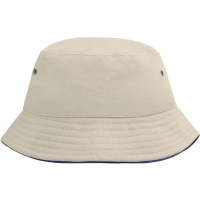 Fisherman Piping Hat for Kids - Natural/navy