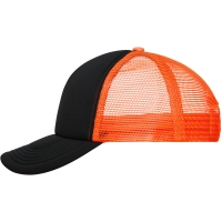 5 Panel Polyester Mesh Cap - Black/neon orange