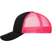 5 Panel Polyester Mesh Cap - Black/neon pink