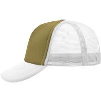 5 Panel Polyester Mesh Cap - Olive/white