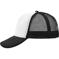 5 Panel Polyester Mesh Cap - White/black