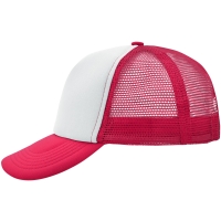 5 Panel Polyester Mesh Cap - White/magenta