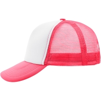 5 Panel Polyester Mesh Cap - White/neon pink