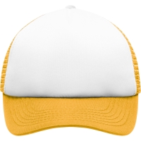 5 Panel Polyester Mesh Cap for Kids - White/gold yellow