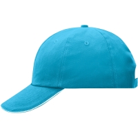 6 Panel Raver Sandwich Cap - Turquoise/white