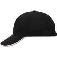 6 Panel Double Sandwich Cap - Black/white/dark grey