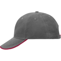 6 Panel Double Sandwich Cap - Dark grey/red/white