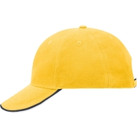 6 Panel Double Sandwich Cap - Gold yellow/navy/white