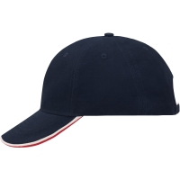 6 Panel Double Sandwich Cap - Navy/white/red