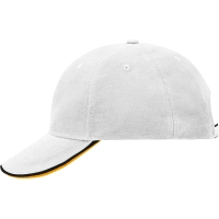 6 Panel Double Sandwich Cap - White/black/gold yellow