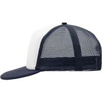 5 Panel Flat Peak Cap - White/navy