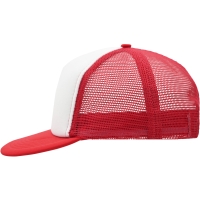 5 Panel Flat Peak Cap - White/red