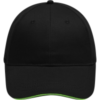 6 Panel Brushed Sandwich Cap - Black/lime green