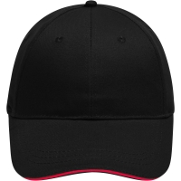 6 Panel Brushed Sandwich Cap - Black/red