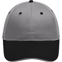 6 Panel Brushed Sandwich Cap - Light grey/black/light grey