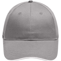 6 Panel Brushed Sandwich Cap - Light grey/white