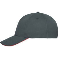 5 Panel Sandwich Cap Bio Cotton - Graphite/red