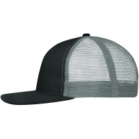 6 Panel Flat Peak Cap - Black/black/dark grey