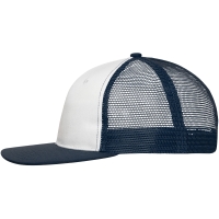 6 Panel Flat Peak Cap - White/navy