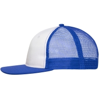 6 Panel Flat Peak Cap - White/royal