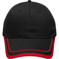6 Panel Piping Cap - Black/red