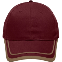 6 Panel Piping Cap - Burgundy/beige