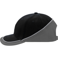 6 Panel Turbo Piping Cap - Black/dark grey/light grey