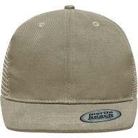 6 Panel Flat Peak Cap - Khaki