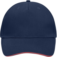 5 Panel Sandwich Cap - Navy/red