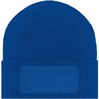 Knitted Beanie with Patch - Royal