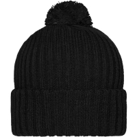 Knitted Cap with Pompon - Black