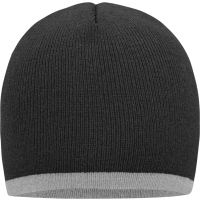 Beanie with Contrasting Border - Grey melange/light grey melange