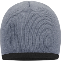 Beanie with Contrasting Border - Light grey/dark grey