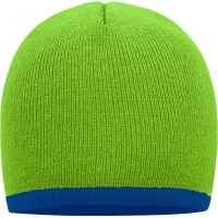 Beanie with Contrasting Border - Lime green/royal