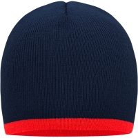 Beanie with Contrasting Border - Navy/red