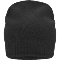 Knitted Beanie with Fleece Inset - Black