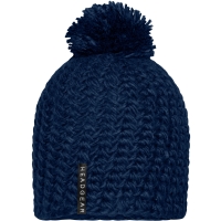 Unicoloured Crocheted Cap with Pompon - Navy