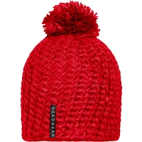Unicoloured Crocheted Cap with Pompon - Red
