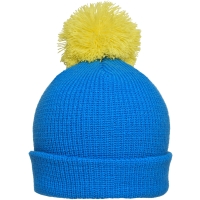 Pompon Hat with Brim - Azur/yellow