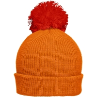 Pompon Hat with Brim - Orange/rust