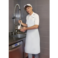 Water-Repellent Bib Apron Basic with Buckle - White