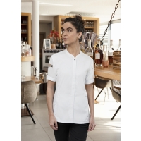 Short-Sleeve Ladies' Chef Jacket Green-Generation, from Sustainable Material, 72% GRS Certified Recycled Polyester / 28% Conventional Cotton - White