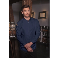 Chef Jacket Green-Generation, from Sustainable Material, 72% GRS Certified Recycled Polyester / 28% Conventional Cotton - Steel blue