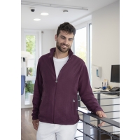 Men's Workwear Fleece Jacket Warm-Up, from Sustainable Material, 100% GRS Certified Recycled Polyester - Aubergine