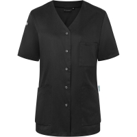 Short-Sleeve Ladies' Tunic Essential, from Sustainable Material, 65% GRS Certified Recycled Polyester / 35% Conventional Cotton - Black