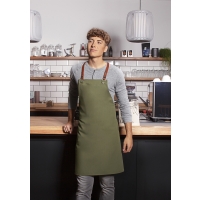 Bib Apron Green-Generation , from Sustainable Material , Recycled Polyester - Moss green