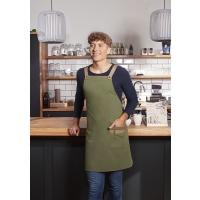 Bib Apron Urban-Look with Cross Straps and Pocket - Moss green