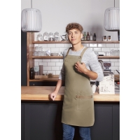 Bib Apron Urban-Look with Cross Straps and Pocket - Pebble beige